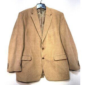 Chaps Mens Corduroy Blazer 44L Beige  Paisley Lining 100% Cotton